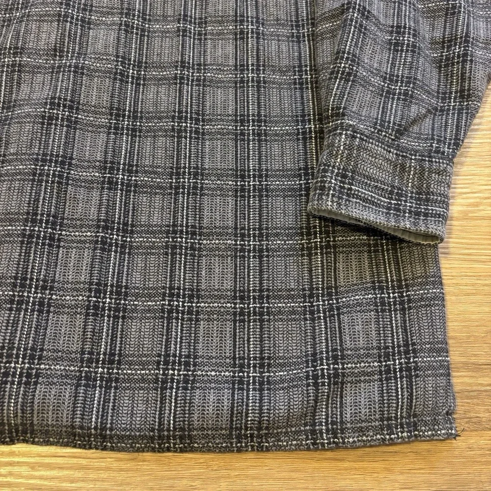 Vintage Levis Shirt Jacket Men's Small Grey Black Plaid Flannel Shacket Oversize - Picture 11 of 15